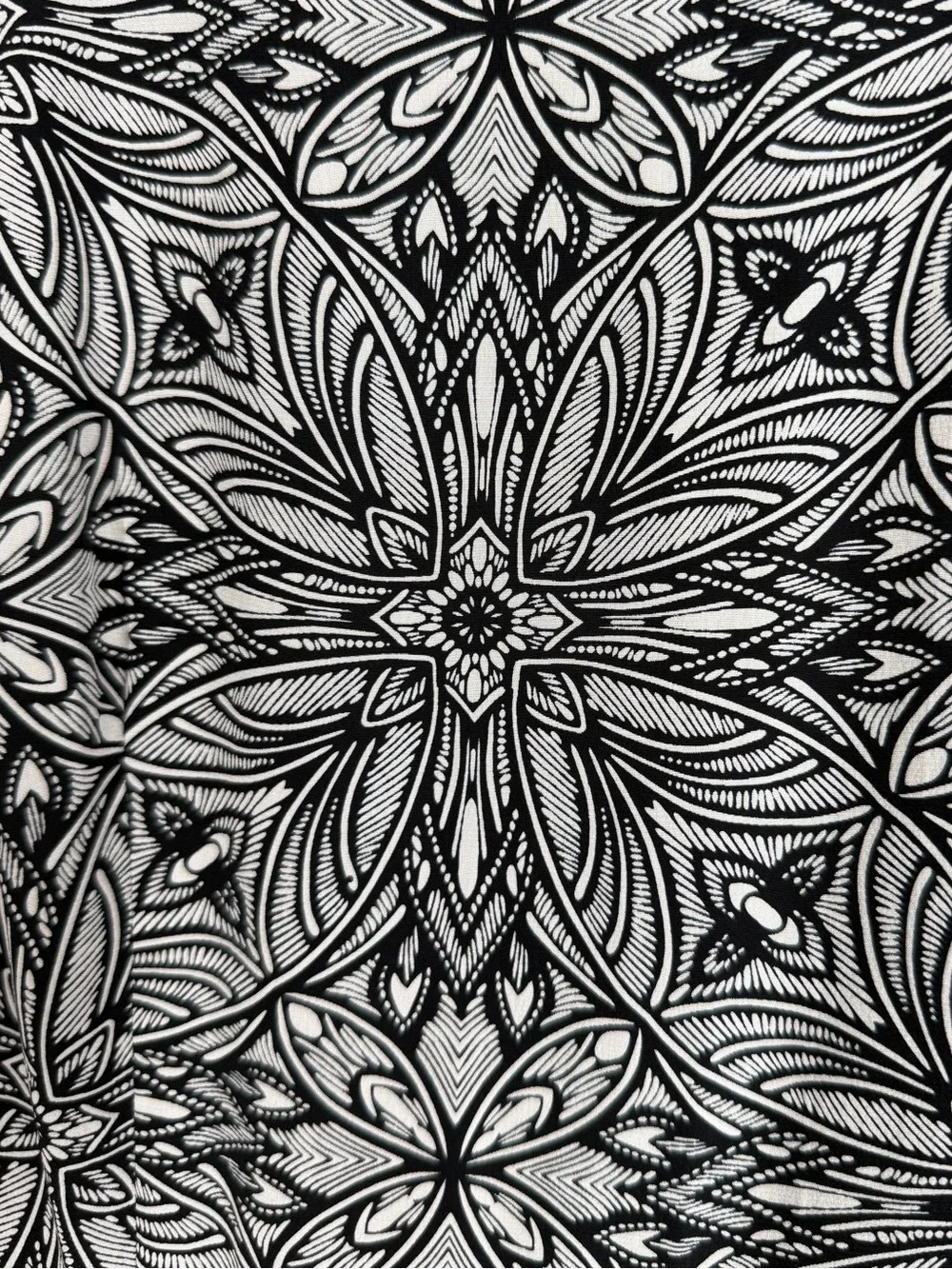 Yumi Kim Silk Fit Flare Dress Black White Print A Line L